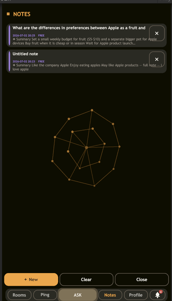 WeMind — Notes screen with saved, summarised verdicts